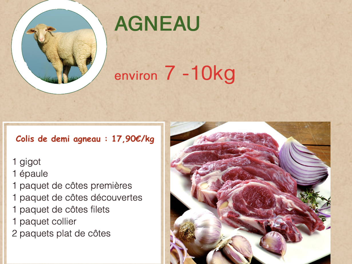 descriptif colis d'agneau